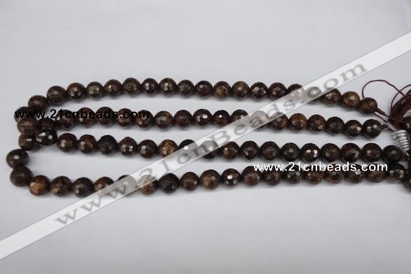 CBZ95 15.5 inches 10mm faceted round bronzite gemstone beads