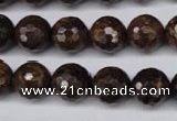 CBZ96 15.5 inches 12mm faceted round bronzite gemstone beads