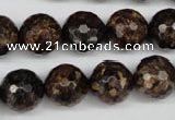 CBZ97 15.5 inches 14mm faceted round bronzite gemstone beads