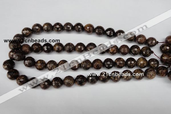 CBZ97 15.5 inches 14mm faceted round bronzite gemstone beads