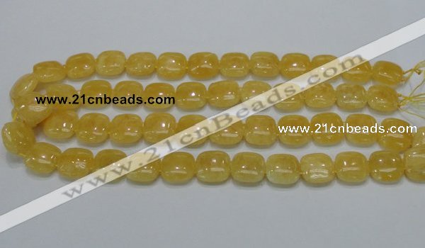 CCA14 15.5 inches 15*15mm square double drilled yellow calcite beads