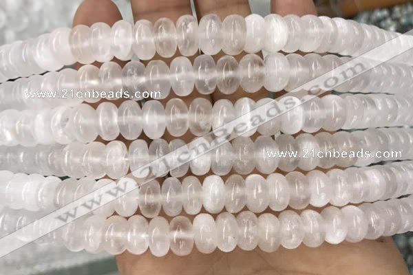 CCA368 15.5 inches 6*10mm rondelle white calcite gemstone beads