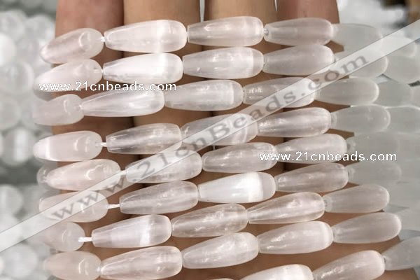 CCA374 15.5 inches 6*16mm teardrop white calcite gemstone beads