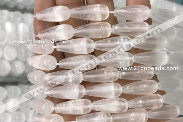 CCA375 15.5 inches 8*20mm teardrop white calcite gemstone beads