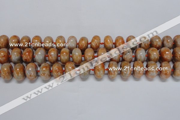 CCA460 15.5 inches 10*16mm rondelle orange calcite gemstone beads