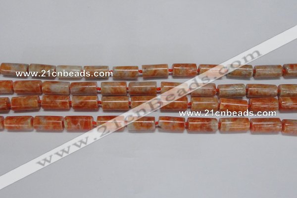 CCA465 15.5 inches 8*16mm tube orange calcite gemstone beads