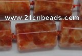 CCA471 15.5 inches 15*22mm faceted tube orange calcite gemstone beads