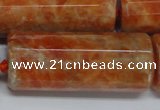 CCA472 15.5 inches 16*40mm faceted tube orange calcite gemstone beads