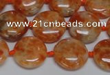 CCA475 15.5 inches 15mm flat round orange calcite gemstone beads