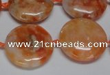 CCA476 15.5 inches 20mm flat round orange calcite gemstone beads