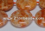 CCA477 15.5 inches 25mm flat round orange calcite gemstone beads