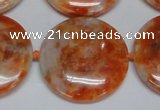 CCA478 15.5 inches 30mm flat round orange calcite gemstone beads