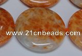 CCA479 15.5 inches 35mm flat round orange calcite gemstone beads