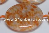 CCA480 15.5 inches 40mm flat round orange calcite gemstone beads