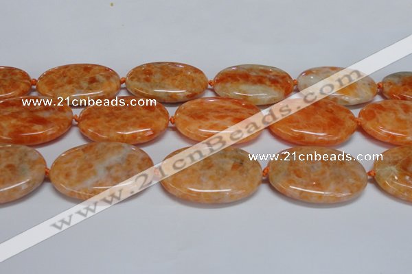 CCA489 15.5 inches 30*40mm oval orange calcite gemstone beads