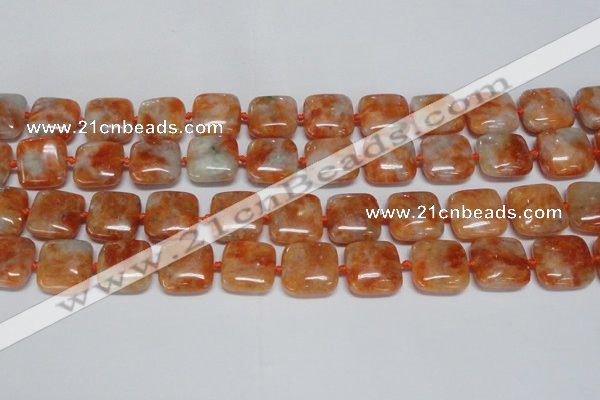 CCA492 15.5 inches 15mm square orange calcite gemstone beads