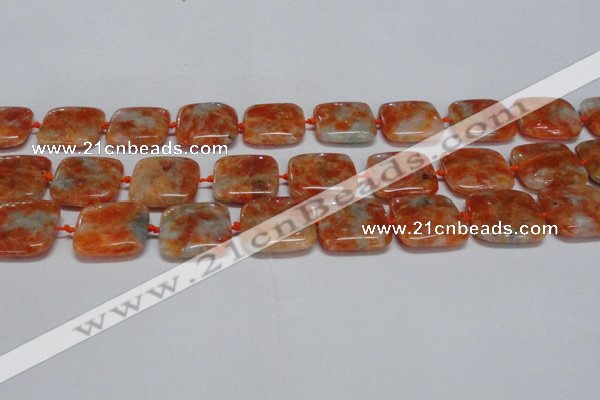 CCA493 15.5 inches 20mm square orange calcite gemstone beads