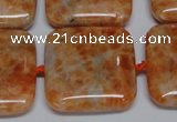 CCA494 15.5 inches 25mm square orange calcite gemstone beads