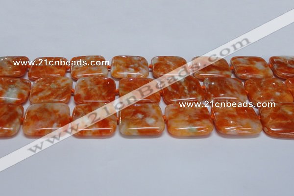 CCA495 15.5 inches 30mm square orange calcite gemstone beads