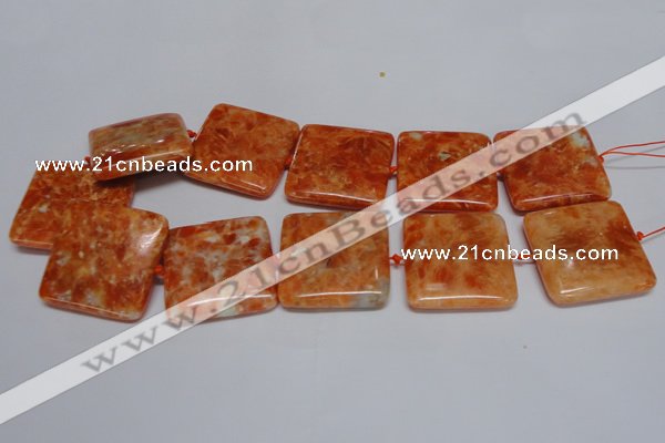 CCA496 15.5 inches 35mm square orange calcite gemstone beads