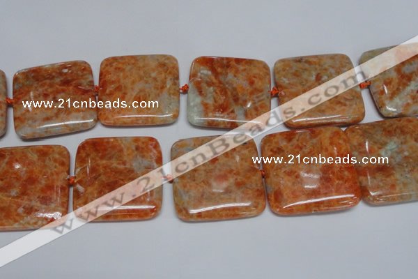 CCA497 15.5 inches 40mm square orange calcite gemstone beads