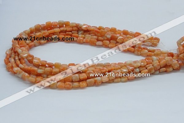 CCA56 15.5 inches 8*8mm square orange calcite gemstone beads