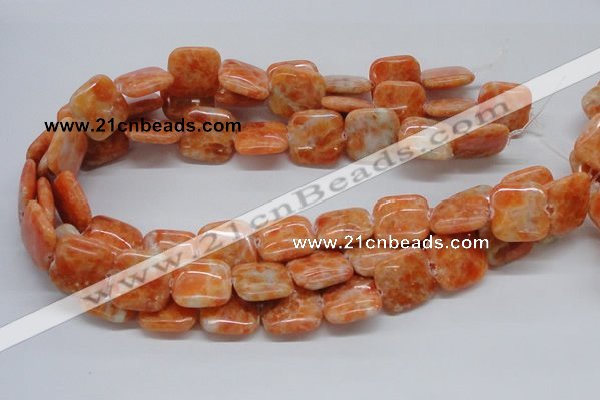 CCA58 15.5 inches 20*20mm square orange calcite gemstone beads