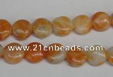 CCA63 15.5 inches 10mm flat round orange calcite gemstone beads