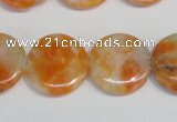 CCA64 15.5 inches 20mm flat round orange calcite gemstone beads