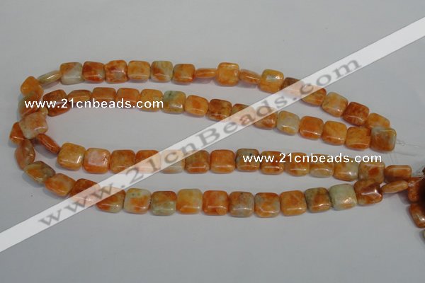 CCA72 15.5 inches 12*12mm square orange calcite gemstone beads