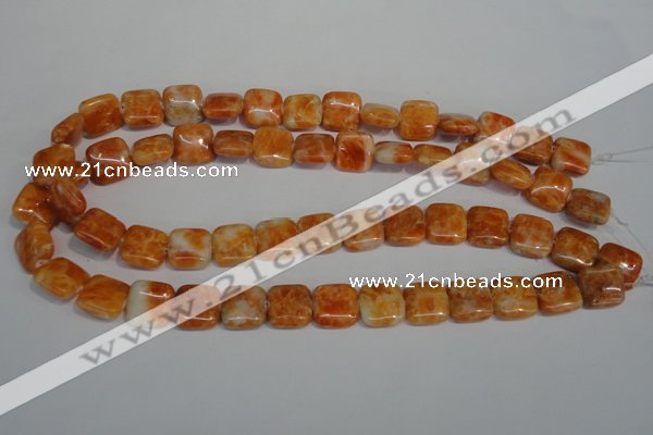 CCA73 15.5 inches 14*14mm square orange calcite gemstone beads