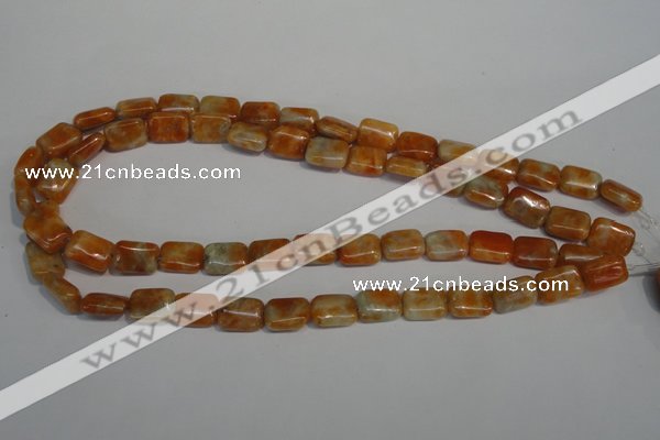 CCA75 15.5 inches 10*14mm rectangle orange calcite gemstone beads