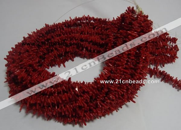 CCB02 15.5 inch 2*8mm irregular branch red coral beads Wholesale