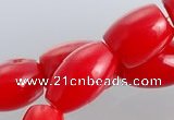 CCB03 15.5 inches 6*8mm drum shape red coral beads Wholesale