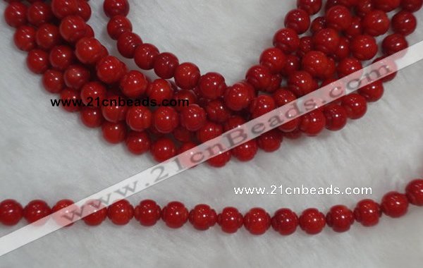 CCB08 15.5 inches 6*7mm lantern shape red coral beads Wholesale