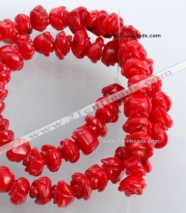 CCB09 15.5 inches 9-10mm rose shape red coral beads Wholesale