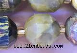 CCB1025 15 inches 11*12mm faceted golden & blue tiger eye beads