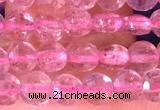 CCB1040 15 inches 4mm faceted coin strawberry quartz beads