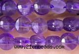 CCB1045 15 inches 4mm faceted coin amethyst beads