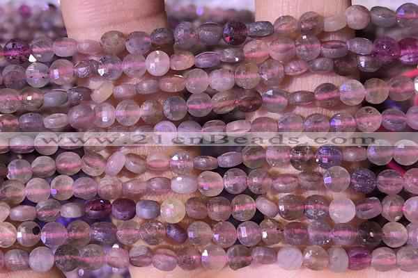 CCB1054 15 inches 4mm faceted coin ruby beads