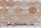 CCB1140 15 inches 4mm faceted coin strawberry quartz beads