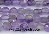 CCB1144 15 inches 4mm faceted coin amethyst beads