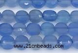 CCB1166 15 inches 4mm faceted coin blue agate beads