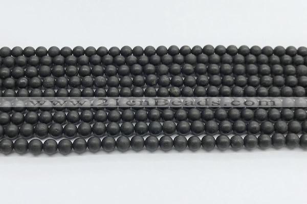 CCB1185 15 inches 4mm round matte shungite gemstone beads