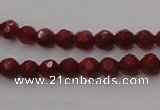 CCB120 15.5 inches 3mm faceted round red coral beads wholesale