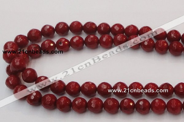 CCB125 15.5 inches 10mm faceted round red coral beads wholesale