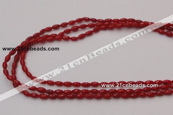 CCB130 15.5 inches 3*6mm rice red coral beads strand wholesale