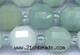 CCB1306 15 inches 9mm - 10mm faceted amazonite beads