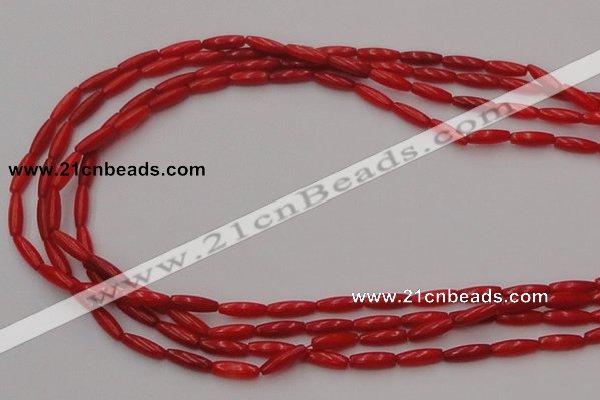 CCB131 15.5 inches 3*9mm rice red coral beads strand wholesale