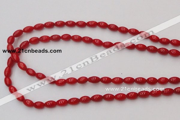 CCB133 15.5 inches 5*7mm rice red coral beads strand wholesale